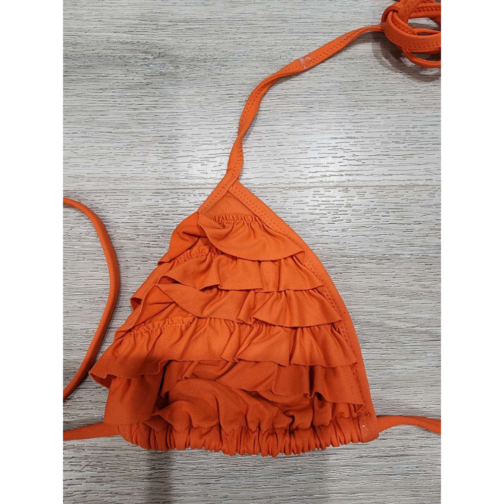 Gilly Hicks Orange Ruffle Triangle Bikini Swimsuit Set Size M Beachwear Used - Picture 3 of 8
